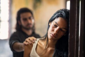 A sad married couple surviving drug addiction 