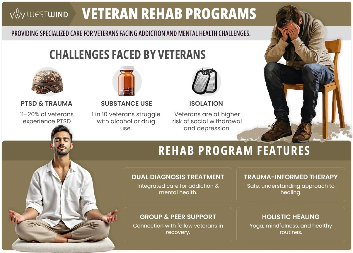 infographic highlighting veteran rehab programs and their key features