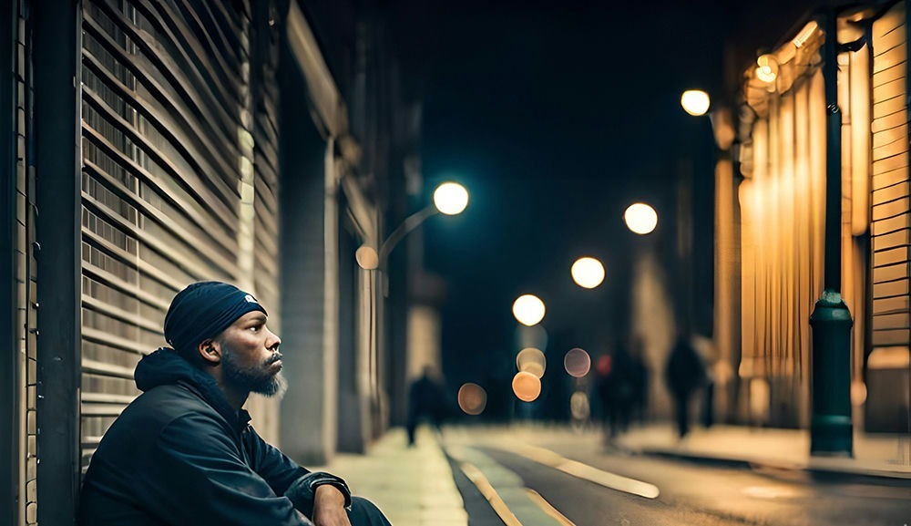 a homeless and traumatized man on the streets