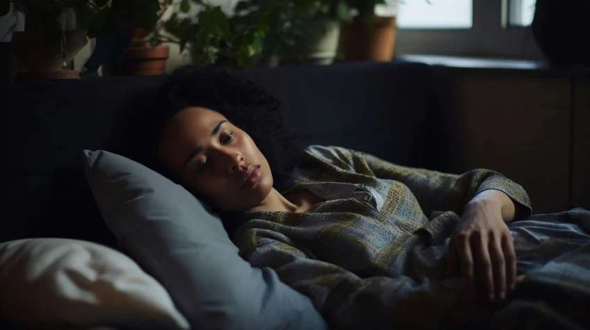 girl lying on her bed, deep in thought, reflecting on winter wellness