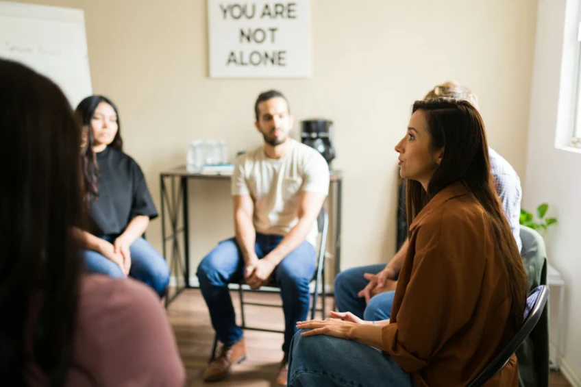 group session discussing short and long-term effects of drinking