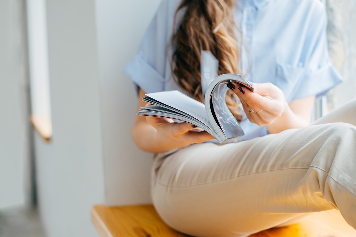 woman reading for sober fun