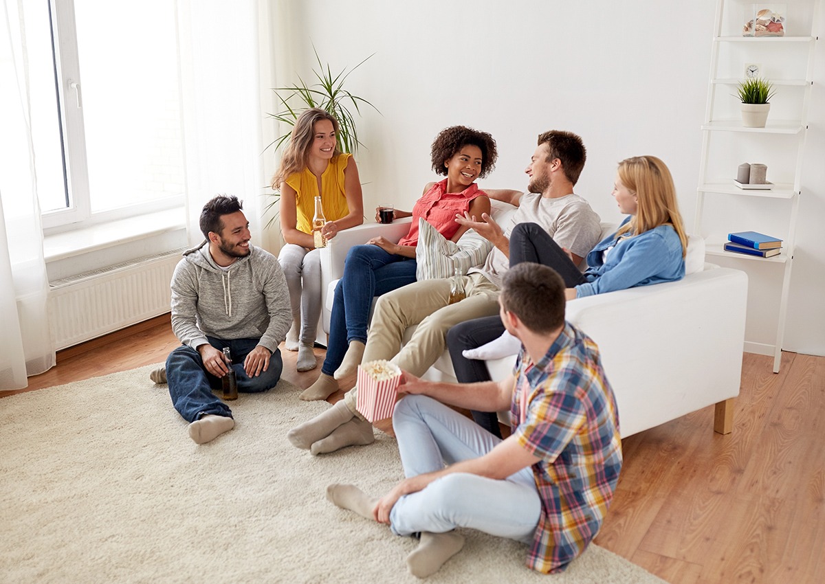 group learning about staying positive in sober living