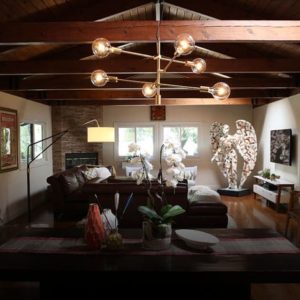 living room with art at houdini house