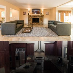 living room and kitchen spilt photo of houdini house