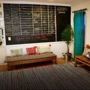 chore list on blackboard at hayes house