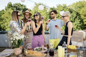 group of people day drinking alcohol together
